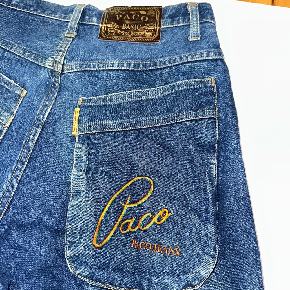 Vintage Paco Jeans Men’s 32 Baggy Wide Leg Y2K Hip Hop Embroidered Denim - Picture 7 of 15